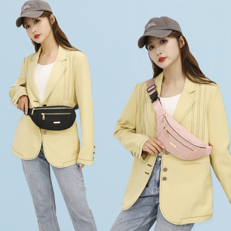 DAITET حقيبة خصر عصرية للأطفال باللون الوردي للرجال والنساء مع حزام قابل للتعديل وحقيبة بوم ذات سعة كبيرة للسفر والمشي لمسافات طويلة وركوب الدراجات والتمرين كاجوال (وردي فاتح) - Image 2